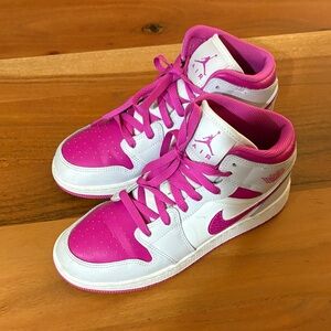Girls Nike Air Jordan Pink and White High-Top Sneakers Size 5.5Y